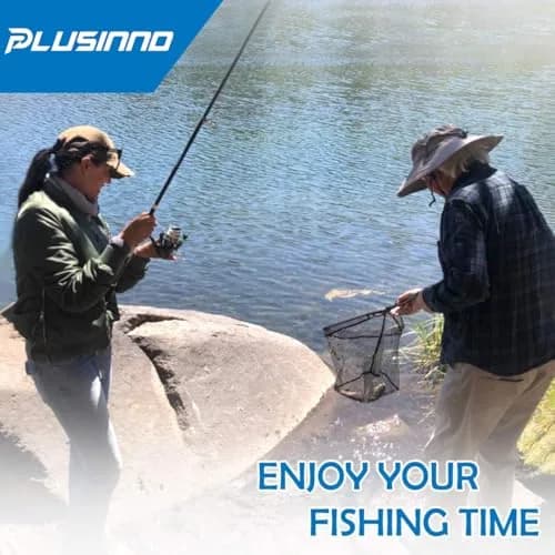 PLUSINNO 1.0m Extendable Fishing Net with 20" (52cm) Hoop, 21" (53cm) Deep Net | Foldable & Lightweight Landing Net for Bass Trout Salmon thumbnail 9