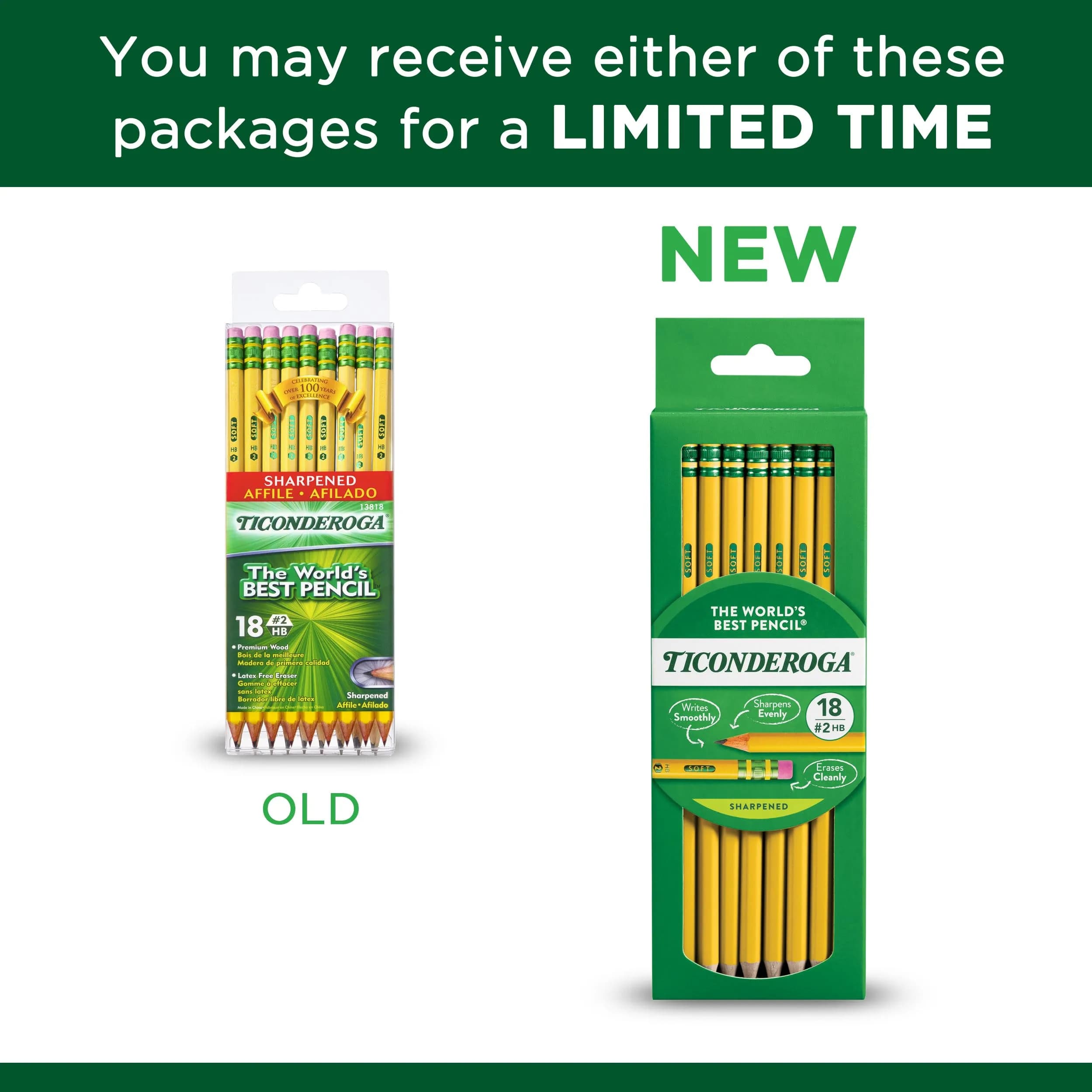 Ticonderoga Wood-Cased Pencils, Pre-Sharpened, HB Soft, Yellow, 108 Pencils Total | Trusted by Teachers for School & Office - view 4