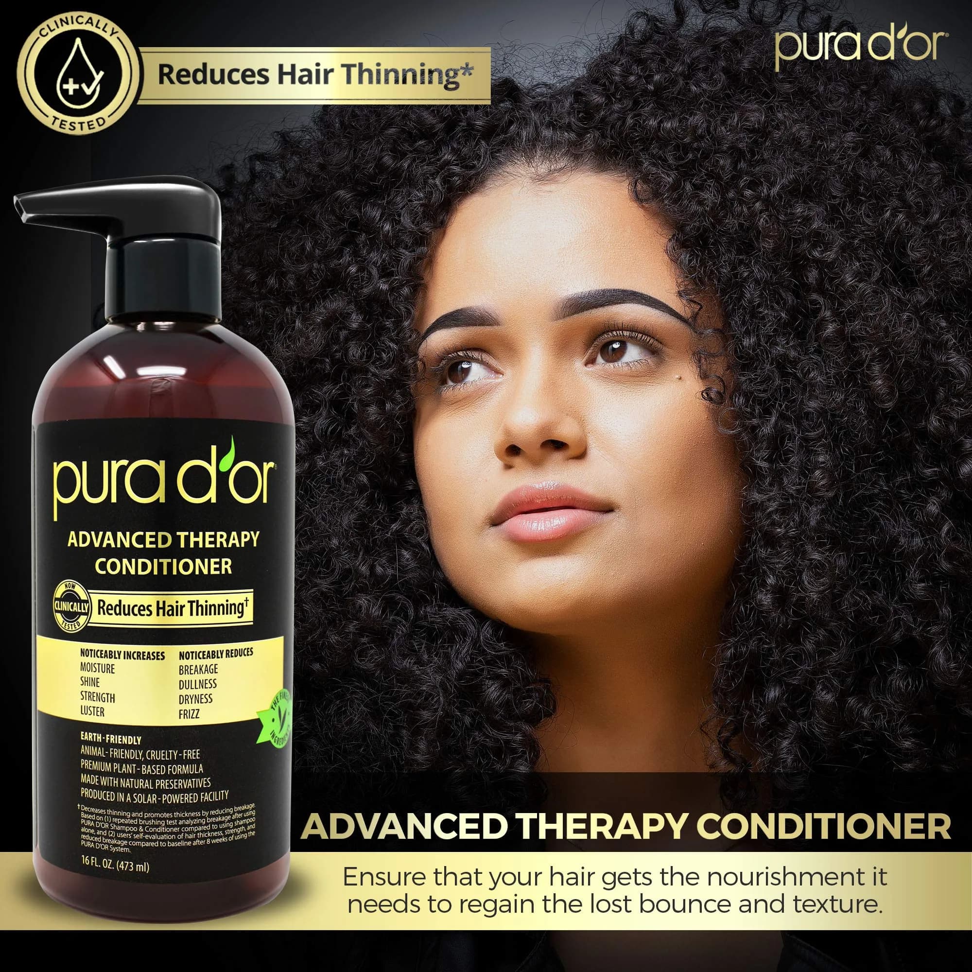 PURA D'OR Advanced Therapy Conditioner 473ml (16 Fl Oz) | For Increased Moisture, Strength, Volume & Texture - view 5