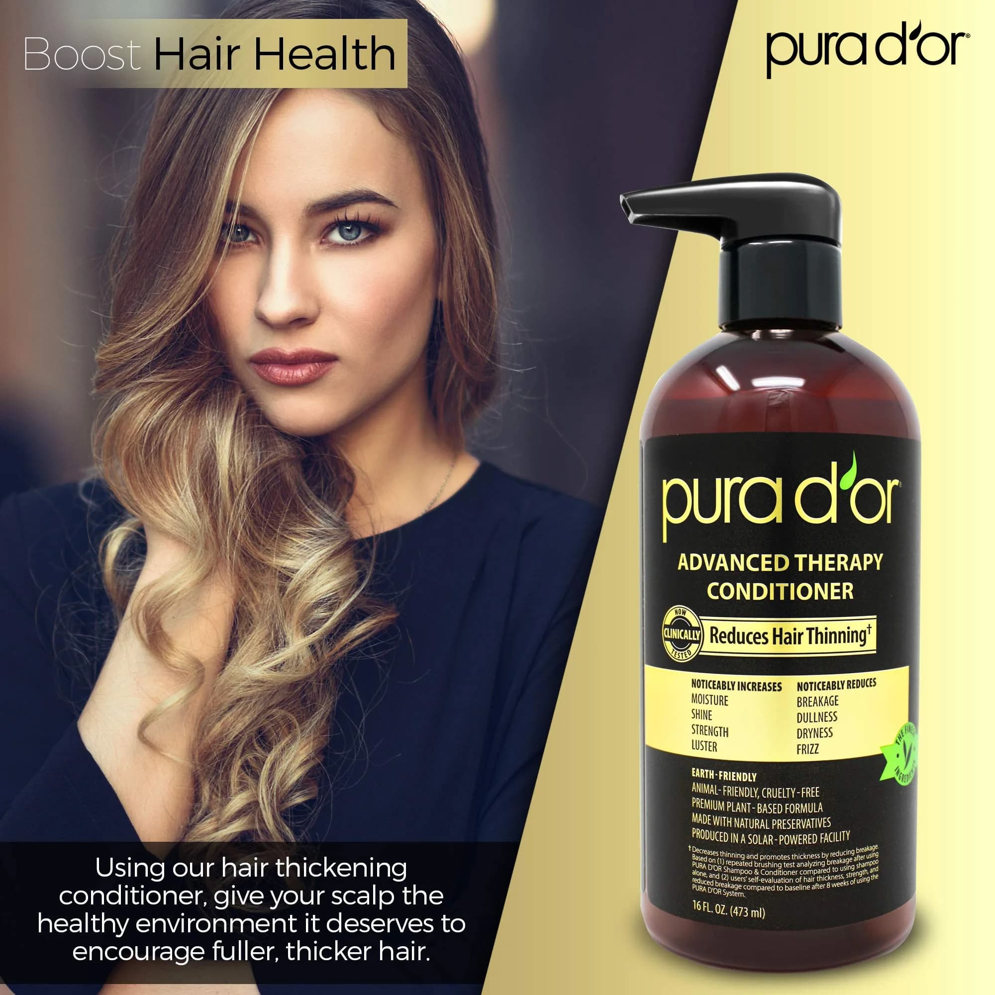 PURA D'OR Advanced Therapy Conditioner 473ml (16 Fl Oz) | For Increased Moisture, Strength, Volume & Texture - view 2