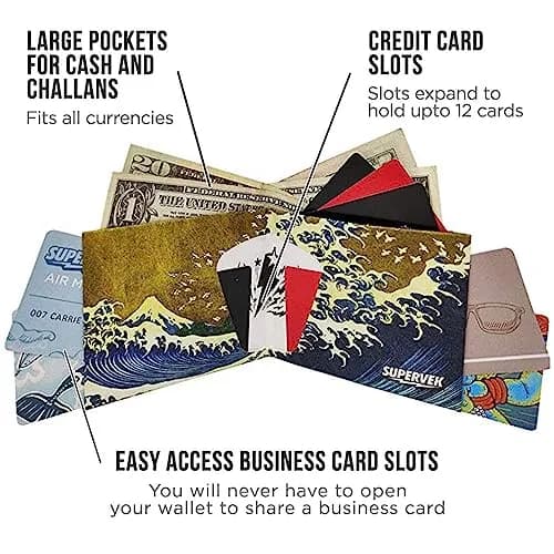 SUPERVEK The Great Wave off Kanagawa Tyvek Slim Bifold Wallet | 20g (0.7 oz) thumbnail 2