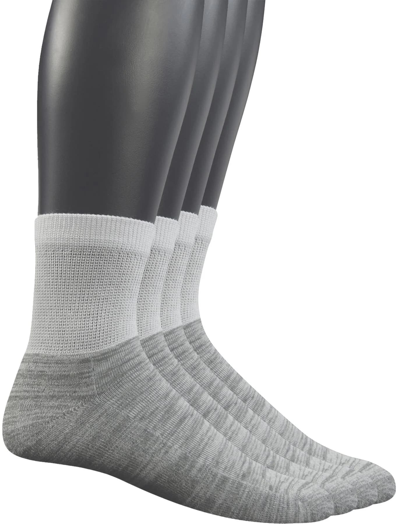 Yomandamor Men's 4 Pairs Diabetic Ankle Socks Seamless Toe Cushion Sole | Comfort & Circulation Support — 4 White