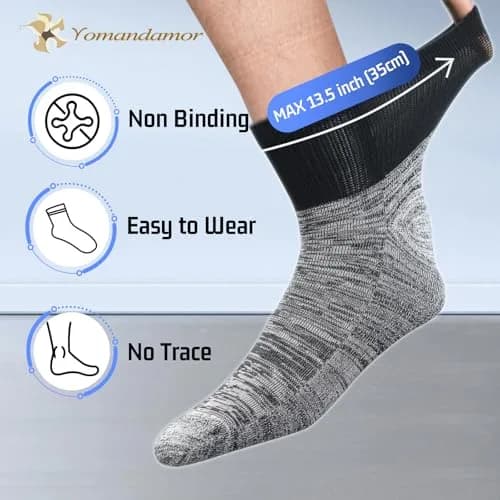 Yomandamor Men's 4 Pairs Diabetic Ankle Socks Seamless Toe Cushion Sole | Comfort & Circulation Support thumbnail 2