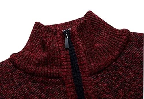 Yeokou Men's Slim Fit Zip Up Casual Knitted Cardigan Sweater with Pockets (Large, Wine Red) | Soft Cashmere Blend for Casual & Business Wear thumbnail 4