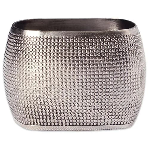 DII Silver 6 Count Napkin Ring Set | Modern Square Textured Design for Elegant Table Settings thumbnail 2