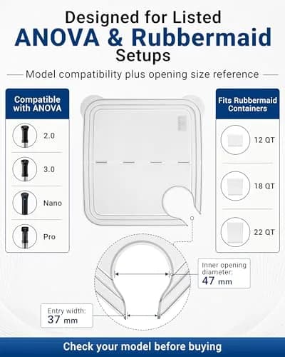 EVERIE Sous Vide Container Lid, Flip-Open, Fits Rubbermaid 12/18/22 QT | Reduce Evaporation & Heat Loss thumbnail 5