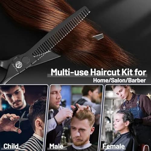 Purple Dragon 6 inch Hair Cutting Shears Set with Bag for Barbers - Black thumbnail 5