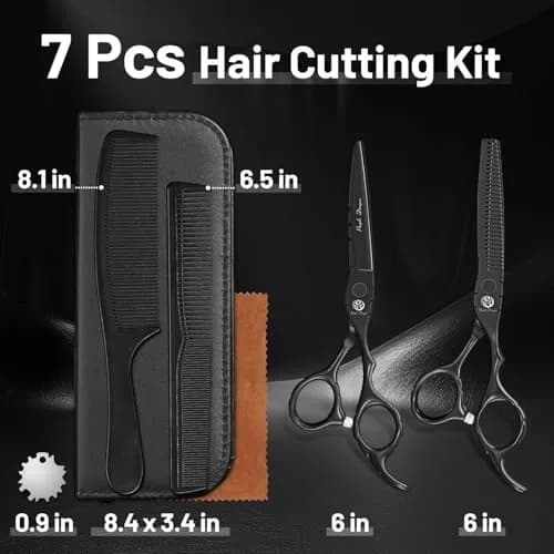 Purple Dragon 6 inch Hair Cutting Shears Set with Bag for Barbers - Black thumbnail 6