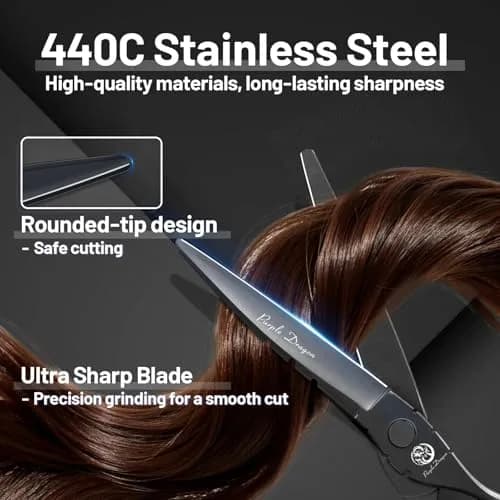Purple Dragon 6 inch Hair Cutting Shears Set with Bag for Barbers - Black thumbnail 2