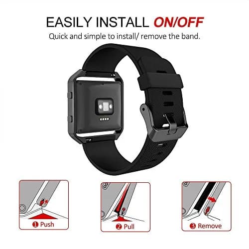 Simpeak Sport Band Compatible with Fitbit Blaze | Silicone Wrist & Metal Frame, Small, Black thumbnail 5