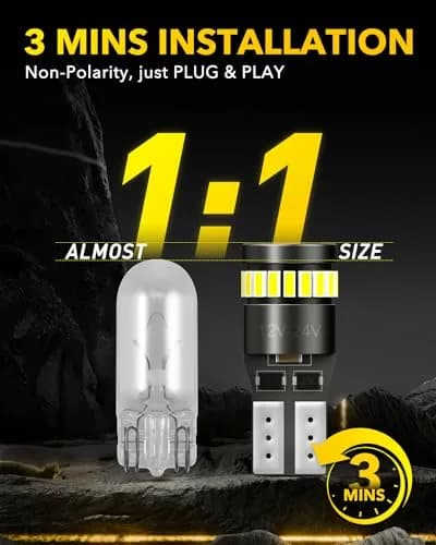AUXITO 194 LED Bulb 6000K White 10-Pack | Error-Free Interior & Marker Lights thumbnail 7