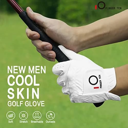 FINGER TEN All Weather Grip Golf Gloves Men 3 Pack (Black, X-Large, Left) | Wet & Dry Performance thumbnail 7