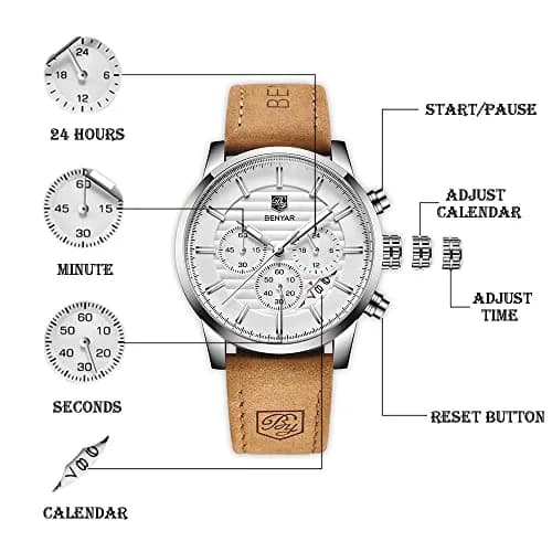 BENYAR Men's Analog Quartz Chronograph Watch 44mm (1.73 inch) | Water Resistant 3ATM thumbnail 3