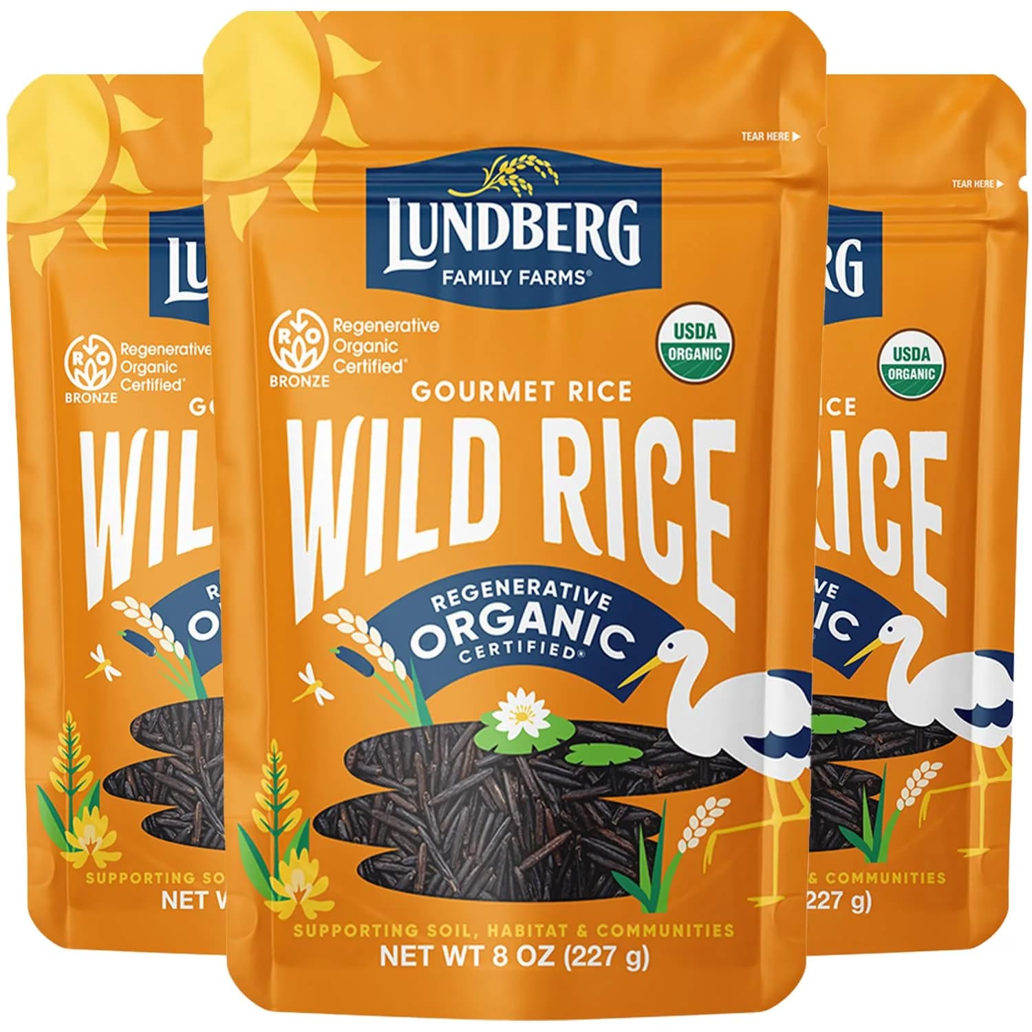 Lundberg Wild Rice 3-Pack, California Cultivated Black Rice, 8 Oz Ea | Regenerative Organic Certified, Vegan, Gluten-Free - main product image
