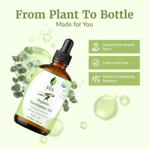 SVA ORGANICS Organic Eucalyptus Essential Oil 118 mL (4 Fl Oz) | Steam Distilled, Pure & Natural thumbnail 4