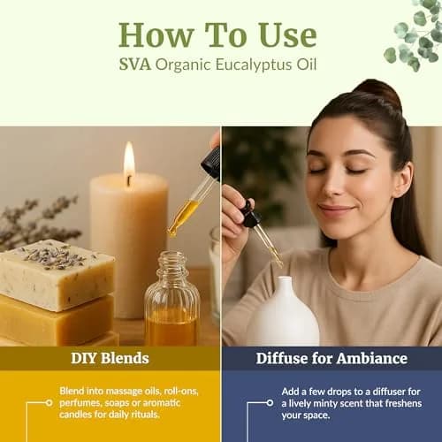 SVA ORGANICS Organic Eucalyptus Essential Oil 118 mL (4 Fl Oz) | Steam Distilled, Pure & Natural thumbnail 6