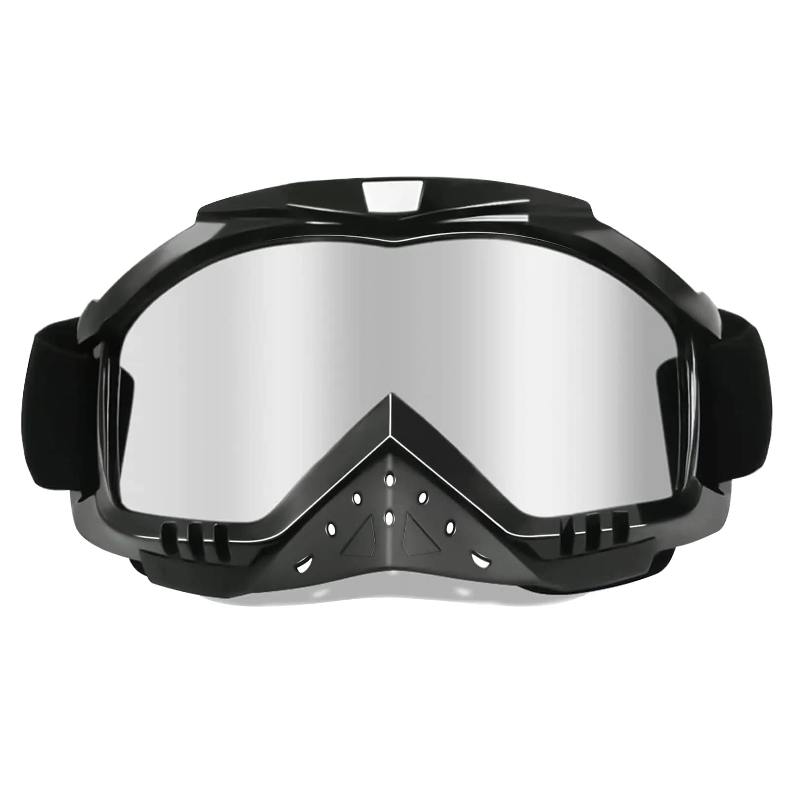 Dmeixs Motorcycle Motocross Goggles Black Frame + Color Lens | UV Protection, Anti-Fog, Impact Resistant — Silver Lens