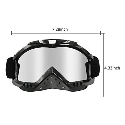 Dmeixs Silver Lens Motorcycle Motocross Goggles | Anti-Fog, UV Protection, Helmet Compatible thumbnail 8
