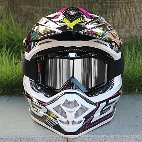 Dmeixs Silver Lens Motorcycle Motocross Goggles | Anti-Fog, UV Protection, Helmet Compatible thumbnail 2