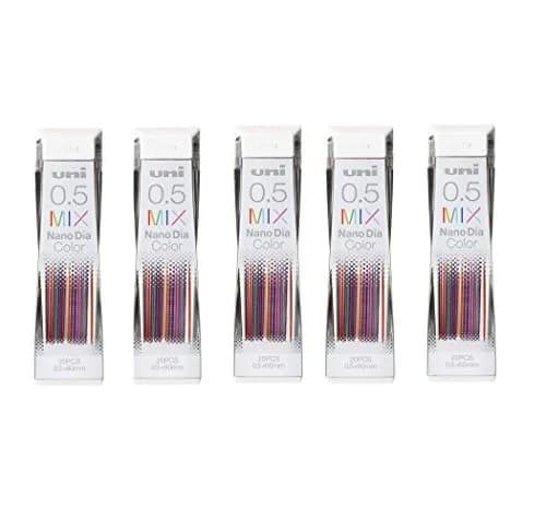 uni NanoDia Color Mechanical Pencil Leads 0.5mm 7 Color MIX, 100 Leads (20 Count x 5 Packs) | Smooth Writing Instrument thumbnail 1