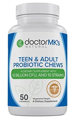 doctor MK's NATURAL Teen/Adult Probiotics Chewable 50 Count | Sugar Free Wild Berry Flavor for Gut & Immunity thumbnail 1
