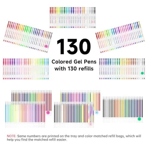 Shuttle Art Gel Pens Set, 130 Colors with 130 Refills | Smooth, Non-Toxic Art Supplies for Adults & Kids thumbnail 2