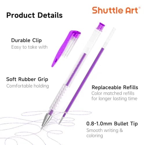 Shuttle Art Gel Pens Set, 130 Colors with 130 Refills | Smooth, Non-Toxic Art Supplies for Adults & Kids thumbnail 4
