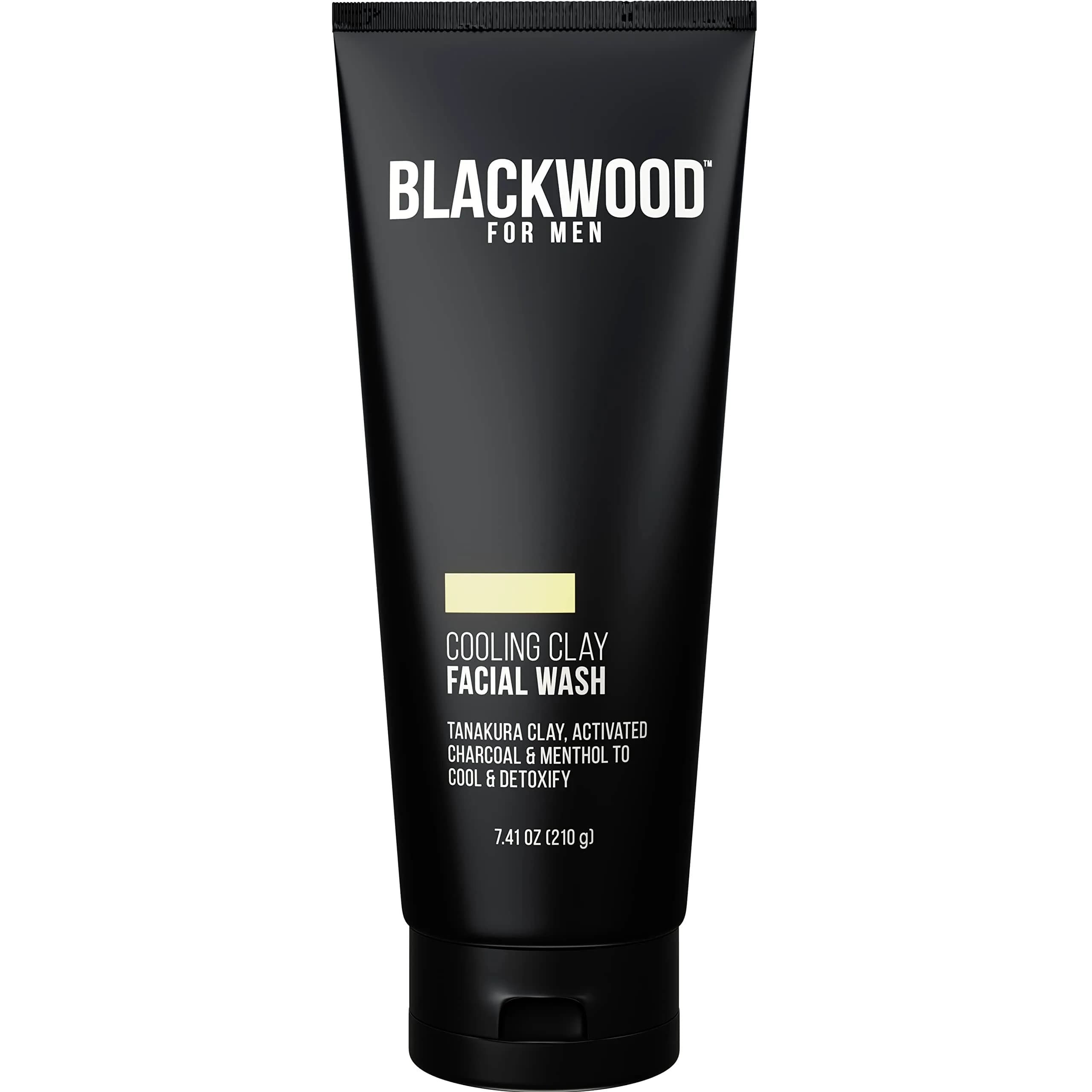 Blackwood For Men Cooling Clay Face Wash - Activated Charcoal, Menthol & Tanakura Clay | Deep Cleansing & Acne Treatment (7.41 oz) — 7.4 Fl Oz