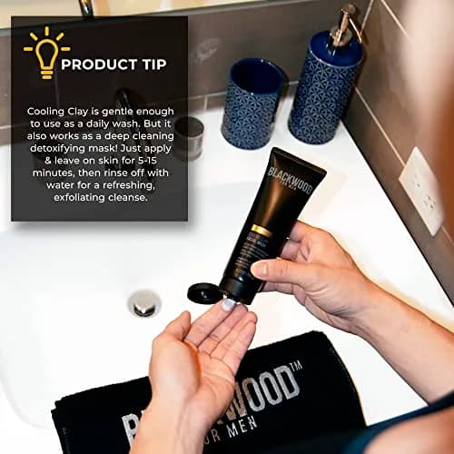Blackwood For Men Cooling Clay Face Wash - Activated Charcoal, Menthol & Tanakura Clay | Deep Cleansing & Acne Treatment (7.41 oz) thumbnail 6