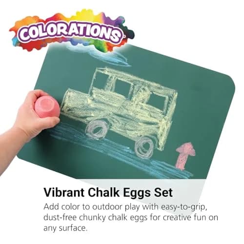 Colorations Chunky Chalk Eggs, Set of 18, 2 1/8 x 1 1/2 inches | Non-Toxic Sidewalk Chalk for Kids thumbnail 2