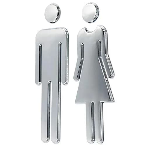 RJWKAZ Acrylic Signage 7.8" Silver | Acrylic Adhesive Backed Bathroom Sign thumbnail 1