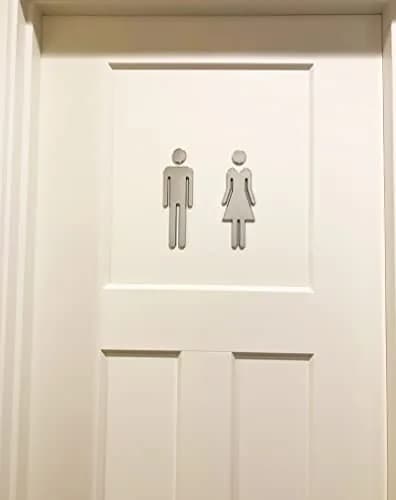 RJWKAZ Acrylic Signage 7.8" Silver | Acrylic Adhesive Backed Bathroom Sign thumbnail 5