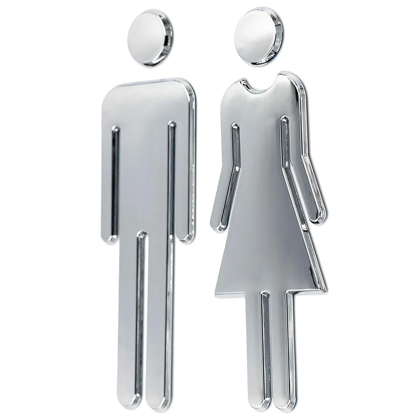 RJWKAZ Acrylic Signage 7.8" Silver | Acrylic Adhesive Backed Bathroom Sign