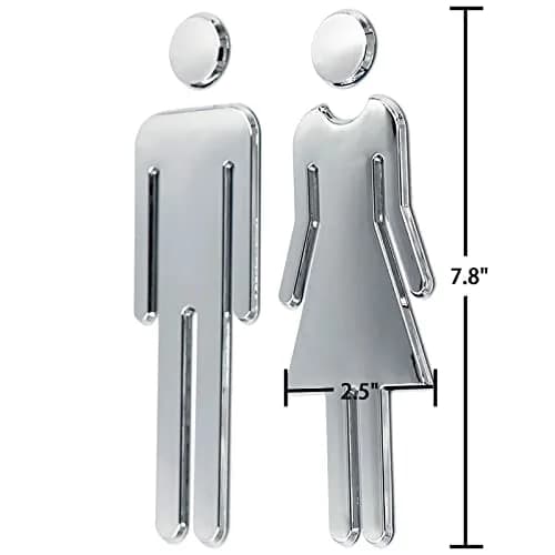 RJWKAZ Acrylic Signage 7.8" Silver | Acrylic Adhesive Backed Bathroom Sign thumbnail 4