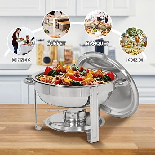 SUPER DEAL 5 Qt. Stainless Steel Chafing Dish Set | Durable Buffet Warmer for Catering & Events thumbnail 4