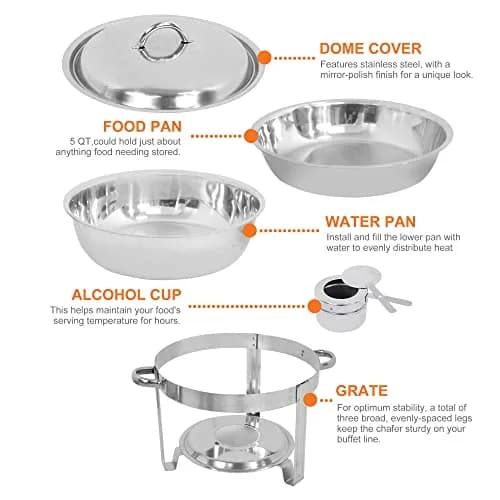 SUPER DEAL 5 Qt. Stainless Steel Chafing Dish Set | Durable Buffet Warmer for Catering & Events thumbnail 3