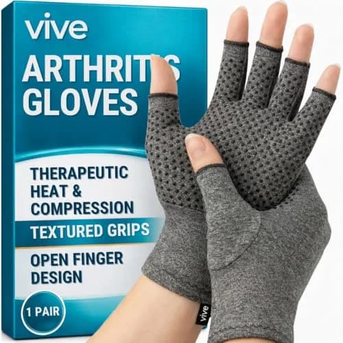 Vive Fingerless Compression Gloves for Arthritis - Textured Grip Support (60-120c) thumbnail 1