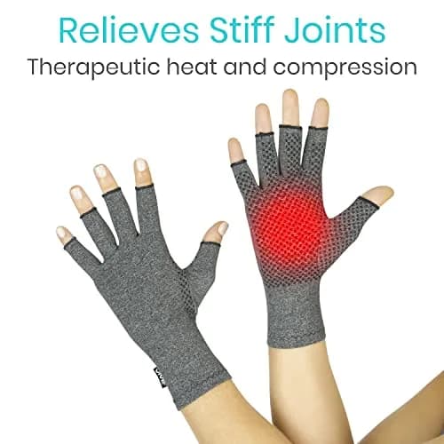 Vive Fingerless Compression Gloves for Arthritis - Textured Grip Support (60-120c) thumbnail 4