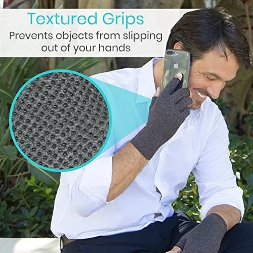 Vive Fingerless Compression Gloves for Arthritis - Textured Grip Support (60-120c) thumbnail 6