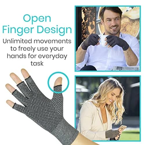 Vive Fingerless Compression Gloves for Arthritis - Textured Grip Support (60-120c) thumbnail 7