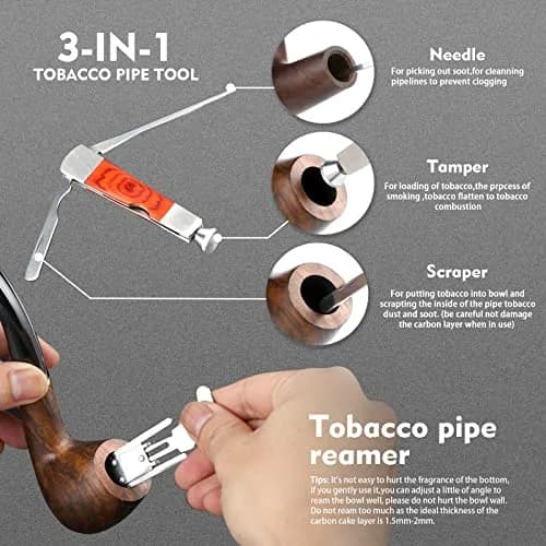 Scotte Handmade Wood Pipe Kit 20 Piece Set | Detachable Pipe with Accessories, Black & Pear Wood, Billiard Shape thumbnail 4