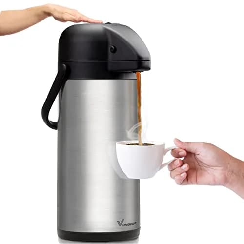 VONDIOR 85 oz (2.5L) Insulated Stainless Steel Coffee Carafe with Pump | Keeps Hot/Cold 20H thumbnail 1