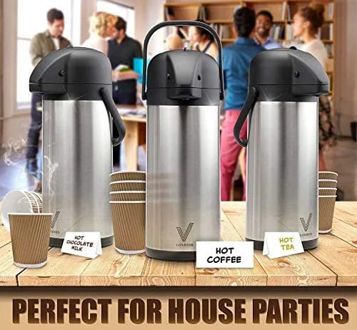 VONDIOR 85 oz (2.5L) Insulated Stainless Steel Coffee Carafe with Pump | Keeps Hot/Cold 20H thumbnail 5