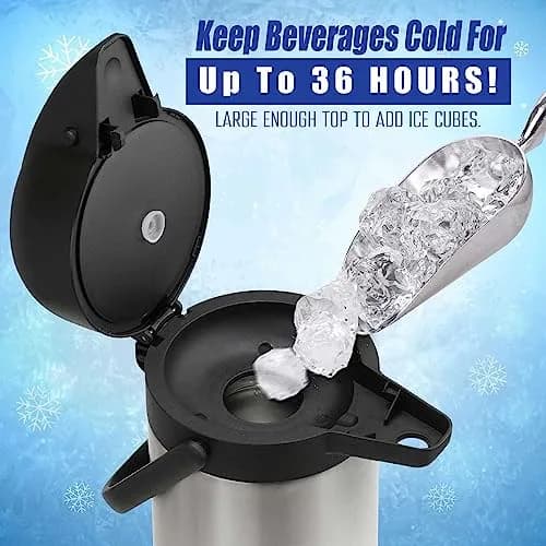 VONDIOR 85 oz (2.5L) Insulated Stainless Steel Coffee Carafe with Pump | Keeps Hot/Cold 20H thumbnail 4