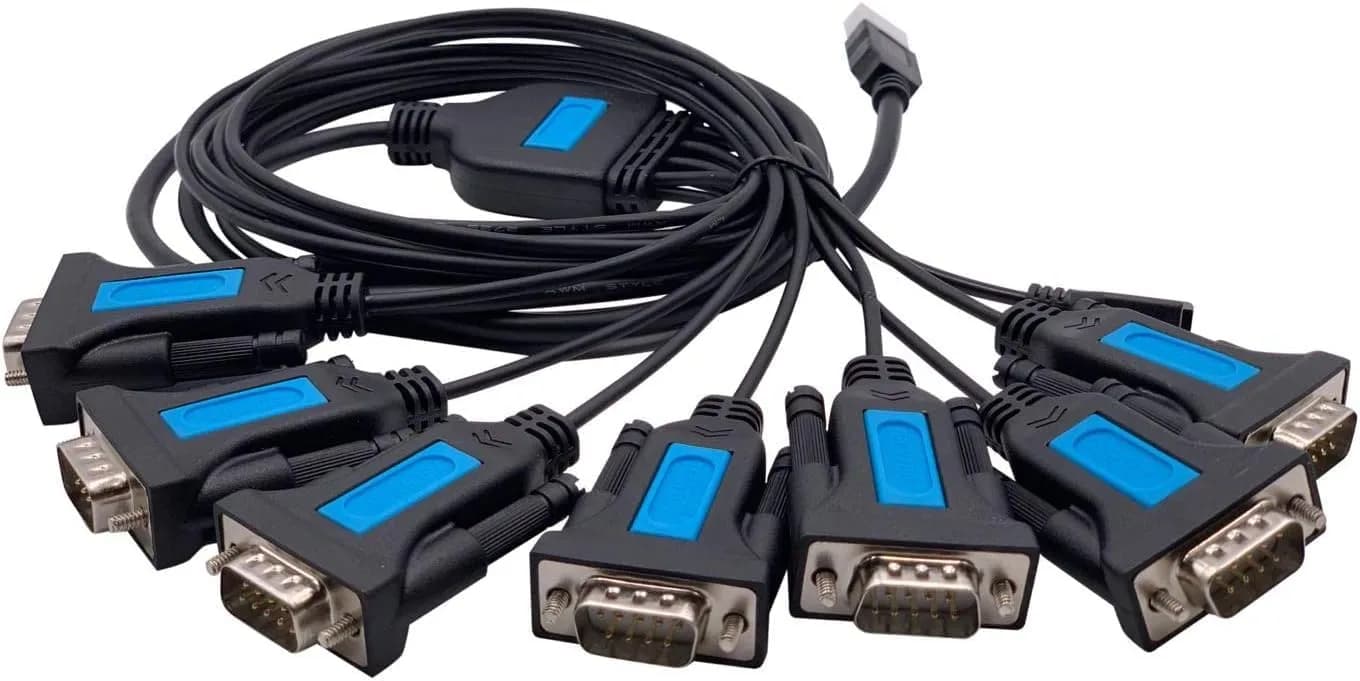 TECHTOO 7-Port USB to RS232 DB9 Serial Adapter Cable Male-to-Male with Thumbscrews - view 2