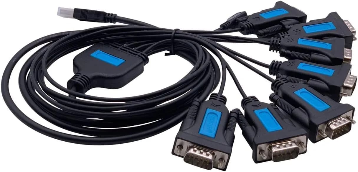 TECHTOO 7-Port USB to RS232 DB9 Serial Adapter Cable Male-to-Male with Thumbscrews - view 3