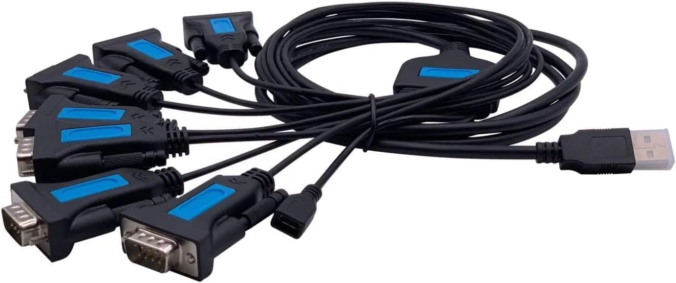 TECHTOO 7-Port USB to RS232 DB9 Serial Adapter Cable Male-to-Male with Thumbscrews - view 4