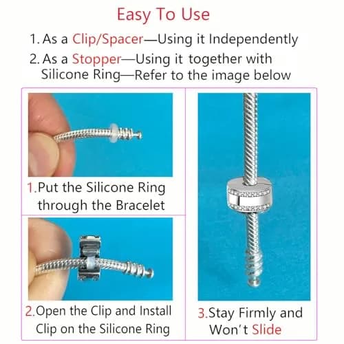 Lamoony Charm Sterling Silver Bead for Pandora Bracelet | Elegant Add-a-Bead Accessory (70-120 chars) thumbnail 3
