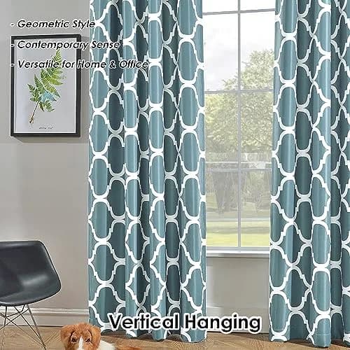 Melodieux Moroccan Fashion Room Darkening Blackout Grommet Curtains for Living Room, 52 in (132 cm) x 96 in (243 cm) | Geometric Moroccan Design thumbnail 4