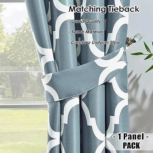 Melodieux Moroccan Fashion Room Darkening Blackout Grommet Curtains for Living Room, 52 in (132 cm) x 96 in (243 cm) | Geometric Moroccan Design thumbnail 6